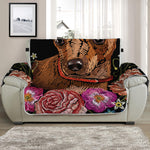 Embroidery Chihuahua And Flower Print Half Sofa Protector