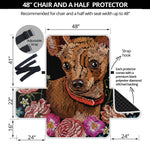 Embroidery Chihuahua And Flower Print Half Sofa Protector