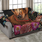 Embroidery Chihuahua And Flower Print Loveseat Protector