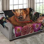 Embroidery Chihuahua And Flower Print Loveseat Protector