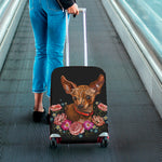 Embroidery Chihuahua And Flower Print Luggage Cover