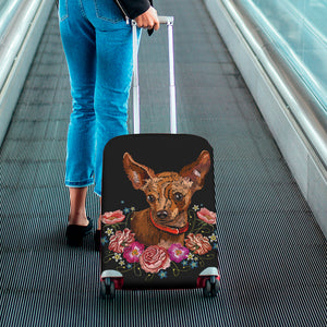 Embroidery Chihuahua And Flower Print Luggage Cover