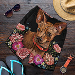 Embroidery Chihuahua And Flower Print Men's Shorts