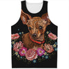 Embroidery Chihuahua And Flower Print Men's Tank Top