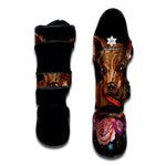 Embroidery Chihuahua And Flower Print Muay Thai Shin Guard