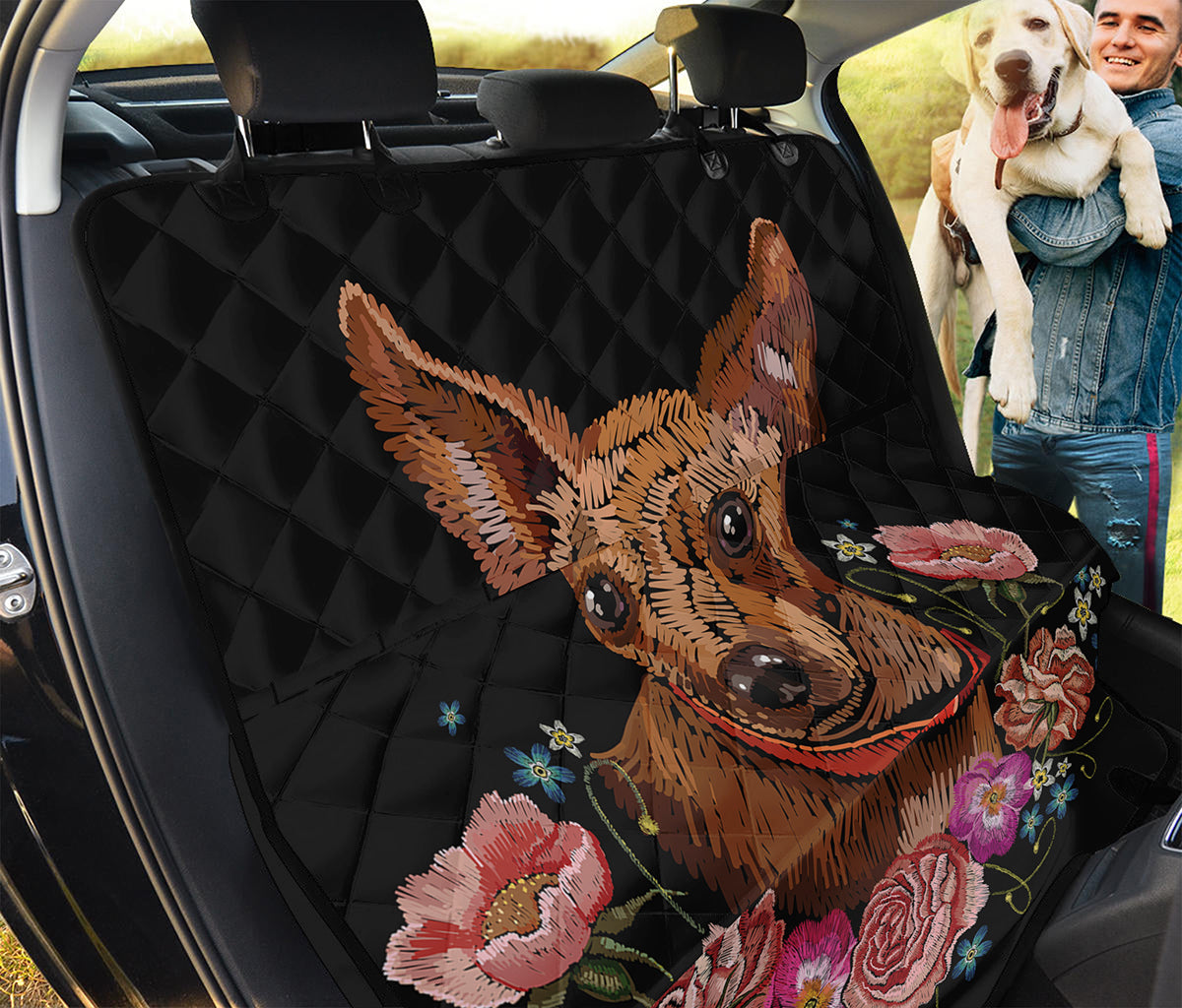 Embroidery Chihuahua And Flower Print Pet Car Back Seat Cover