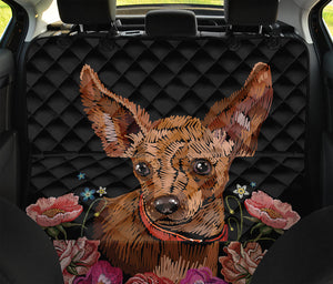 Embroidery Chihuahua And Flower Print Pet Car Back Seat Cover