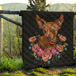 Embroidery Chihuahua And Flower Print Quilt