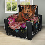 Embroidery Chihuahua And Flower Print Recliner Protector