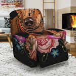 Embroidery Chihuahua And Flower Print Recliner Slipcover