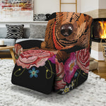 Embroidery Chihuahua And Flower Print Recliner Slipcover