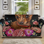 Embroidery Chihuahua And Flower Print Sofa Protector