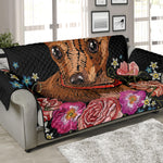 Embroidery Chihuahua And Flower Print Sofa Protector