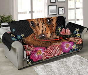 Embroidery Chihuahua And Flower Print Sofa Protector