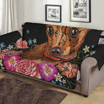 Embroidery Chihuahua And Flower Print Sofa Protector