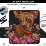 Embroidery Chihuahua And Flower Print Sofa Protector