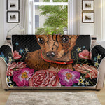 Embroidery Chihuahua And Flower Print Sofa Protector