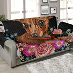 Embroidery Chihuahua And Flower Print Sofa Protector