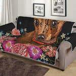 Embroidery Chihuahua And Flower Print Sofa Protector