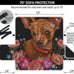 Embroidery Chihuahua And Flower Print Sofa Protector