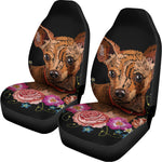 Embroidery Chihuahua And Flower Print Universal Fit Car Seat Covers