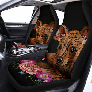 Embroidery Chihuahua And Flower Print Universal Fit Car Seat Covers