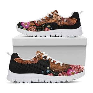 Embroidery Chihuahua And Flower Print White Sneakers