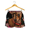 Embroidery Chihuahua And Flower Print Women's Shorts