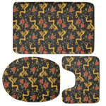 Embroidery Chinese Dragon Pattern Print 3 Piece Bath Mat Set