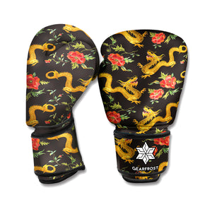 Embroidery Chinese Dragon Pattern Print Boxing Gloves