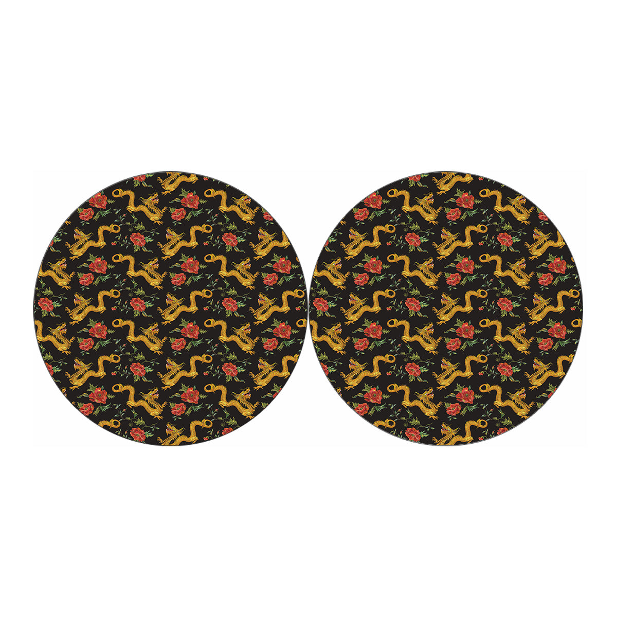 Embroidery Chinese Dragon Pattern Print Car Coasters