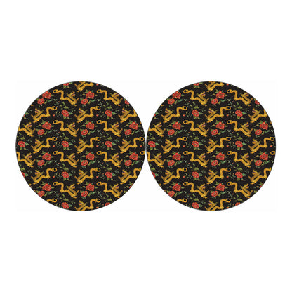 Embroidery Chinese Dragon Pattern Print Car Coasters