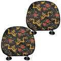 Embroidery Chinese Dragon Pattern Print Car Headrest Covers