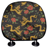 Embroidery Chinese Dragon Pattern Print Car Headrest Covers