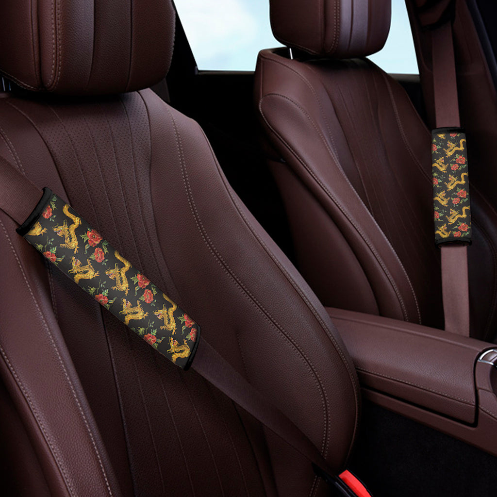 Embroidery Chinese Dragon Pattern Print Car Seat Belt Covers