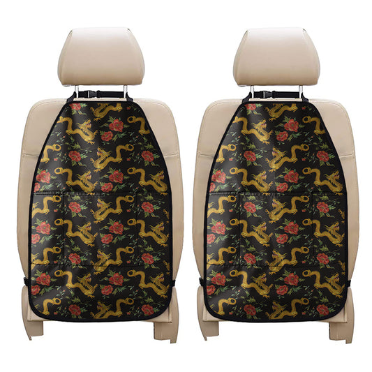 Embroidery Chinese Dragon Pattern Print Car Seat Organizers
