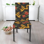 Embroidery Chinese Dragon Pattern Print Dining Chair Slipcover