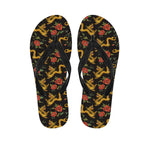 Embroidery Chinese Dragon Pattern Print Flip Flops