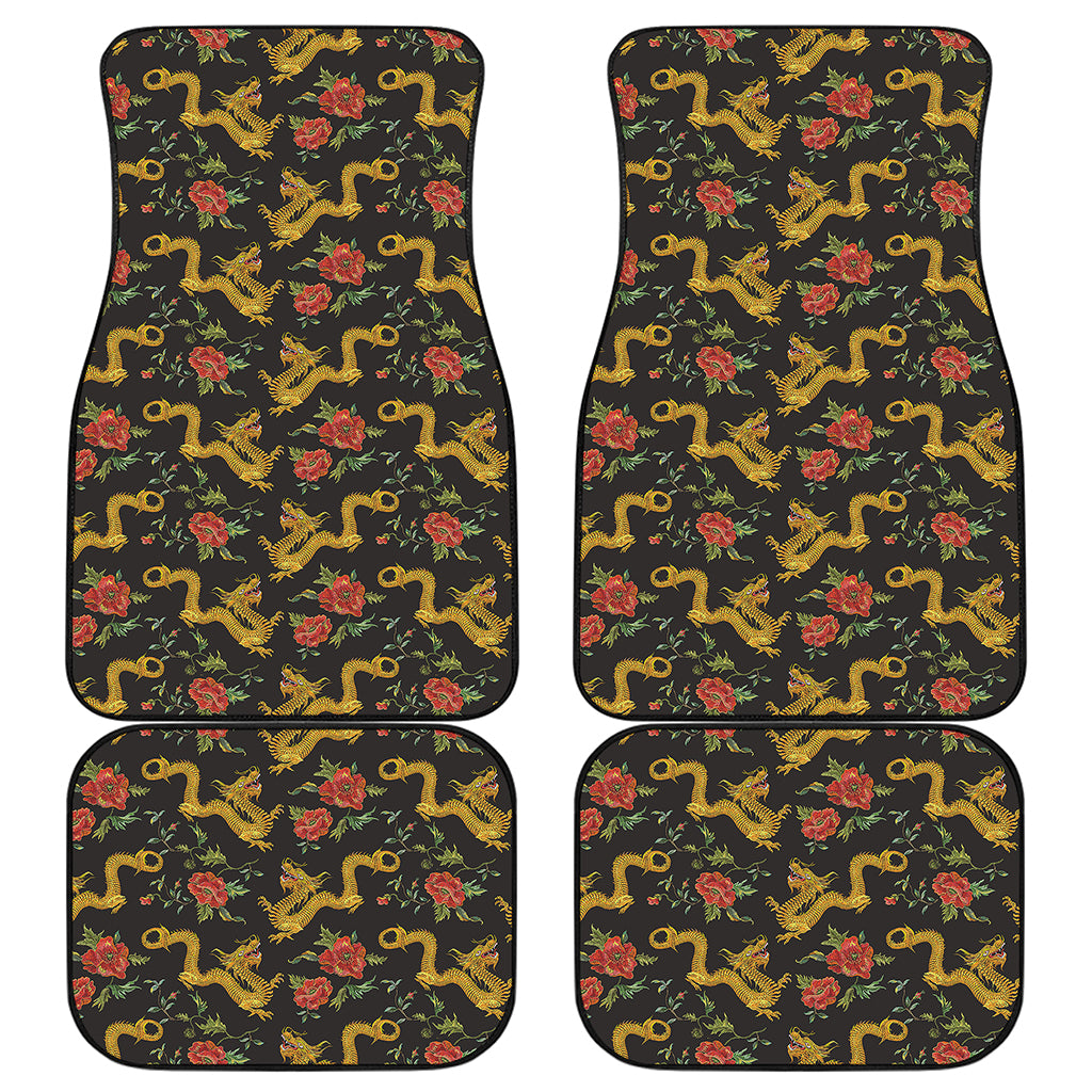 Embroidery Chinese Dragon Pattern Print Front and Back Car Floor Mats
