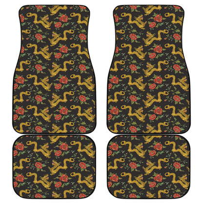Embroidery Chinese Dragon Pattern Print Front and Back Car Floor Mats