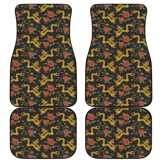 Embroidery Chinese Dragon Pattern Print Front and Back Car Floor Mats