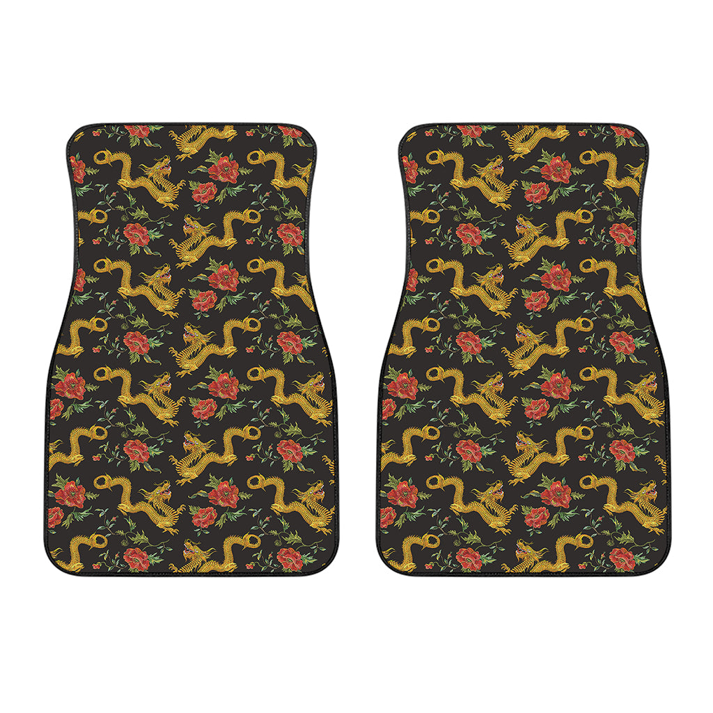 Embroidery Chinese Dragon Pattern Print Front Car Floor Mats