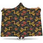 Embroidery Chinese Dragon Pattern Print Hooded Blanket