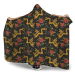 Embroidery Chinese Dragon Pattern Print Hooded Blanket