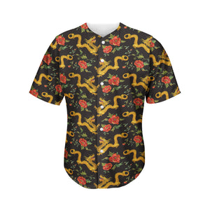 Embroidery Chinese Dragon Pattern Print Men's Baseball Jersey