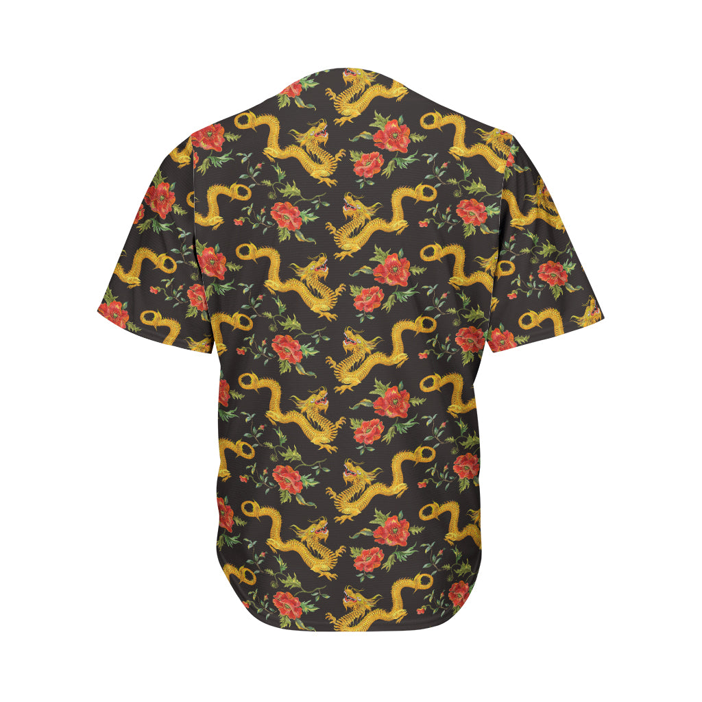 Embroidery Chinese Dragon Pattern Print Men's Baseball Jersey