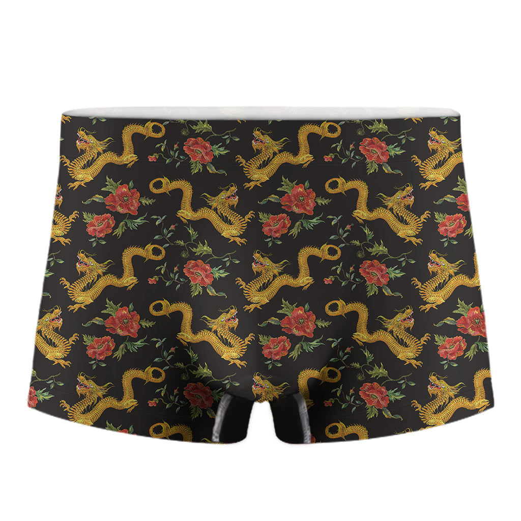 Embroidery Chinese Dragon Pattern Print Men's Boxer Briefs