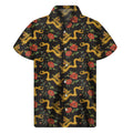 Embroidery Chinese Dragon Pattern Print Men's Short Sleeve Shirt