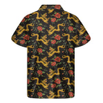 Embroidery Chinese Dragon Pattern Print Men's Short Sleeve Shirt