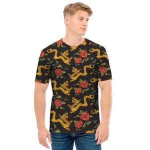 Embroidery Chinese Dragon Pattern Print Men's T-Shirt